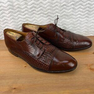 MEZLAN Mens Cancun Shoes Derby Basket Weave Leather Vero Cuoio Brown Size 11.5W